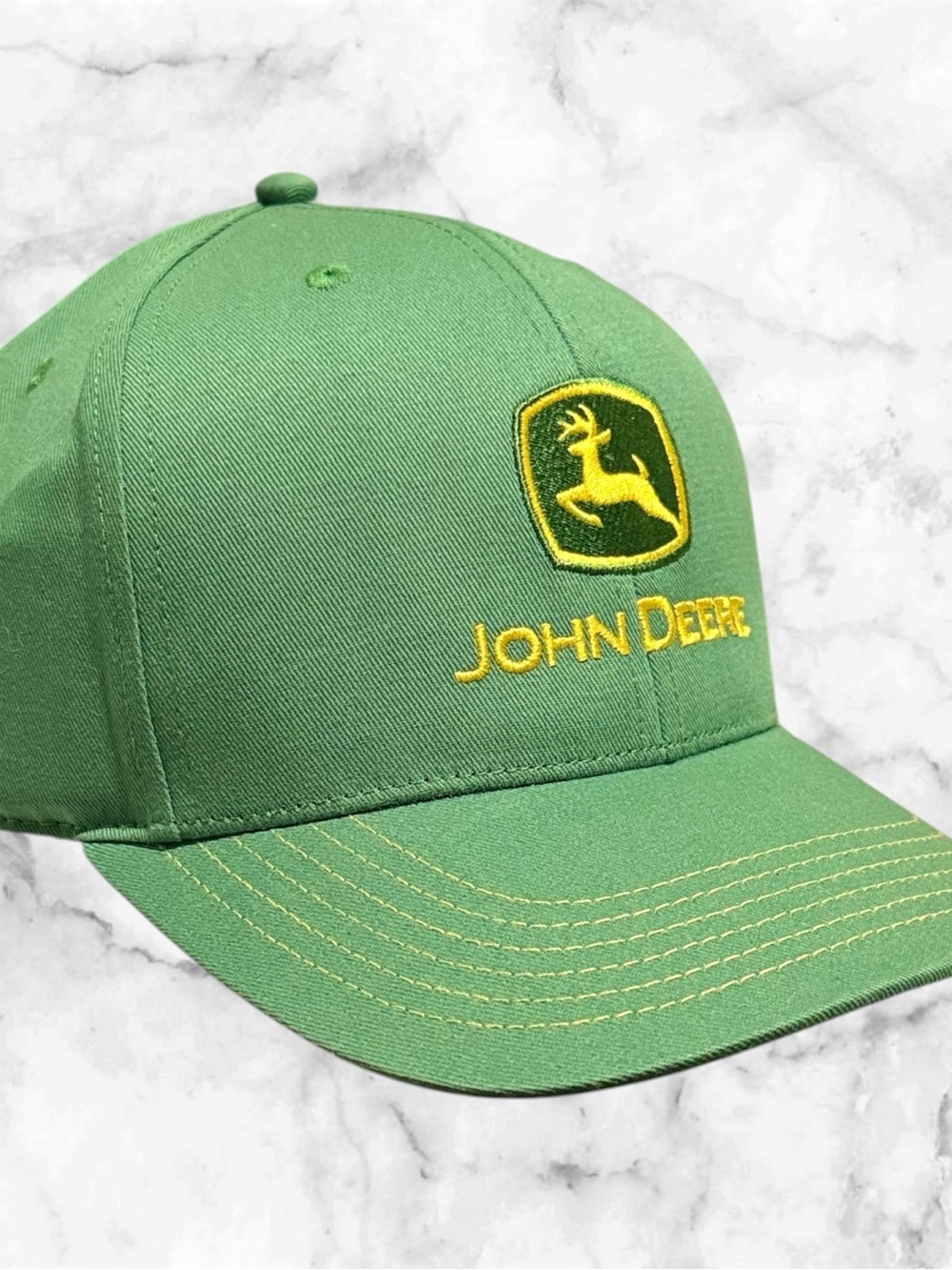 John Deere Men’s Green Snapback Hat Yellow Logo Farming Tractor Baseball Cap